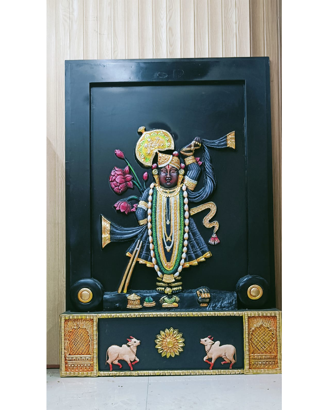Riddhi Siddhi Art Creations - Modern Black Acrylic Srinathji Silhouette Mural